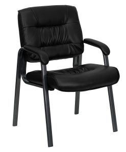Flash Furniture LeatherSoft Executive Side Reception Chair with Powder Coated Frame, Black/Titanium Gray 2