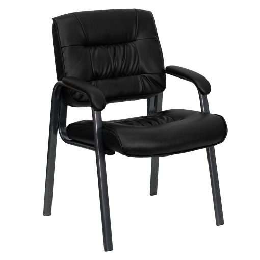 Flash Furniture LeatherSoft Executive Side Reception Chair with Powder Coated Frame, Black/Titanium Gray - Image 2