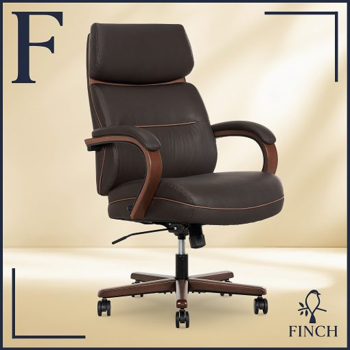 Finch Neo Two Ergonomic Vegan Leather Mid-Back Executive Office Chair, Brown/Cognac - Image 2