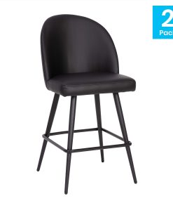 Flash Furniture Lyla Commercial Modern Armless Counter Stools, Black LeatherSoft, Set Of 2 Stools 2