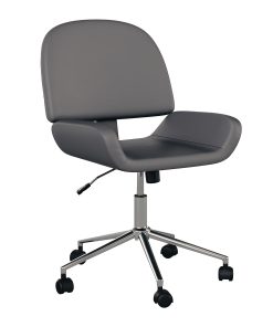 Martha Stewart Tyla Faux Leather Upholstered Mid-Back Executive Office Chair, Gray/Polished Nickel 2