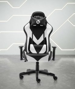 Techni Sport Ergonomic Faux Leather Computer Gaming Chair, White/Black 2