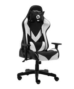 Techni Sport Ergonomic Faux Leather Computer Gaming Chair, White/Black