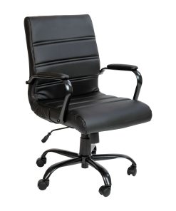 Flash Furniture LeatherSoft™ Faux Leather Mid-Back Office Chair, Black/Chrome 2