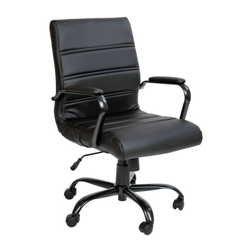Flash Furniture LeatherSoft™ Faux Leather Mid-Back Office Chair, Black/Chrome - Image 2