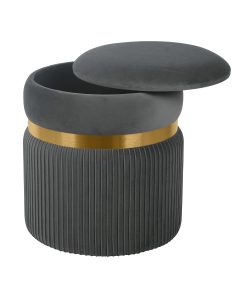Techni Mobili Velvet Storage Ottoman, 15-1/2″H x 13-3/4″W x 13-3/4″D, Gray, RTAOT25GRY 2