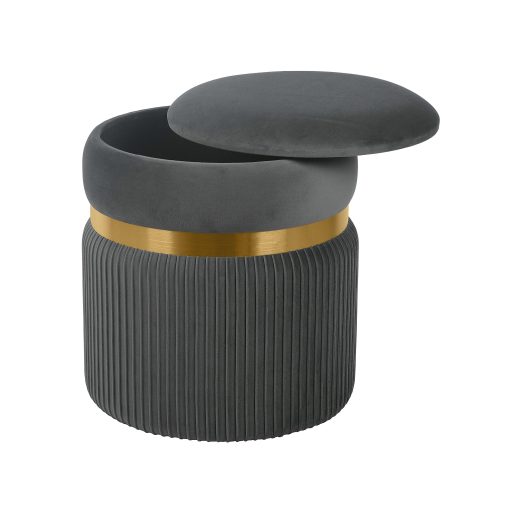 Techni Mobili Velvet Storage Ottoman, 15-1/2"H x 13-3/4"W x 13-3/4"D, Gray, RTAOT25GRY - Image 2