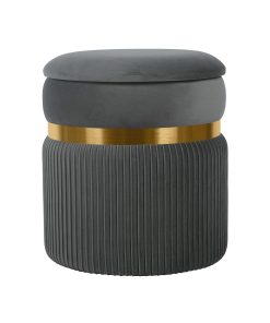 Techni Mobili Velvet Storage Ottoman, 15-1/2"H x 13-3/4"W x 13-3/4"D, Gray, RTAOT25GRY