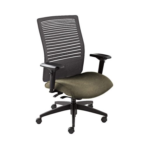 Global® Loover Weight-Sensing Synchro Chair, Mid-Back, 39"H x 25 1/2"W x 24"D, Sandcastle/Black - Image 2