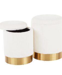 LumiSource Marla Plush Nesting Ottomans, Gold/Cream, Set Of 2 Ottomans 2