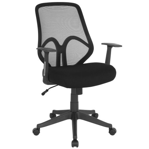 Flash Furniture Salerno Series Ergonomic Mesh High-Back Office Chair With Arms, Black - Image 2