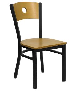 Flash Furniture Wood Circle-Back Metal Restaurant Accent Chair, Natural/Black 2