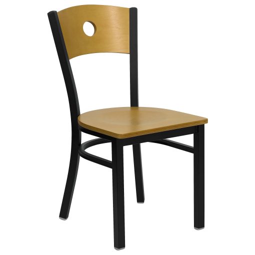 Flash Furniture Wood Circle-Back Metal Restaurant Accent Chair, Natural/Black - Image 2