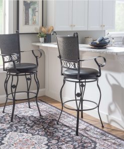 Powell Edina Big & Tall Swivel Bar Stool, Gray/Matte Black 2