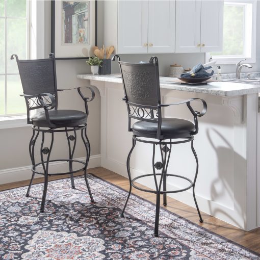 Powell Edina Big & Tall Swivel Bar Stool, Gray/Matte Black - Image 2