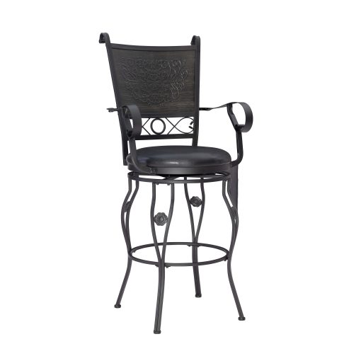 Powell Edina Big & Tall Swivel Bar Stool, Gray/Matte Black
