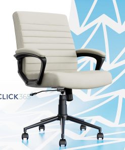 Click365 Transform 3.0 Ergonomic Vegan Leather Mid-Back Manager’s Chair, Off-White 2