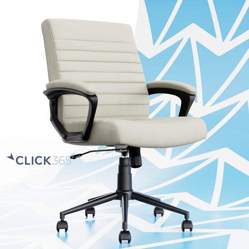 Click365 Transform 3.0 Ergonomic Vegan Leather Mid-Back Manager's Chair, Off-White - Image 2