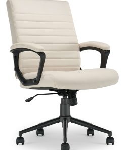 Click365 Transform 3.0 Ergonomic Vegan Leather Mid-Back Manager's Chair, Off-White