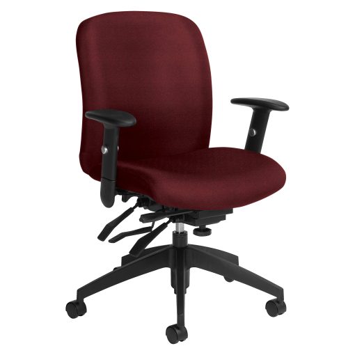 Global® Truform Multi-Tilter Chair, Mid-Back, Red Rose/Black, - Image 2
