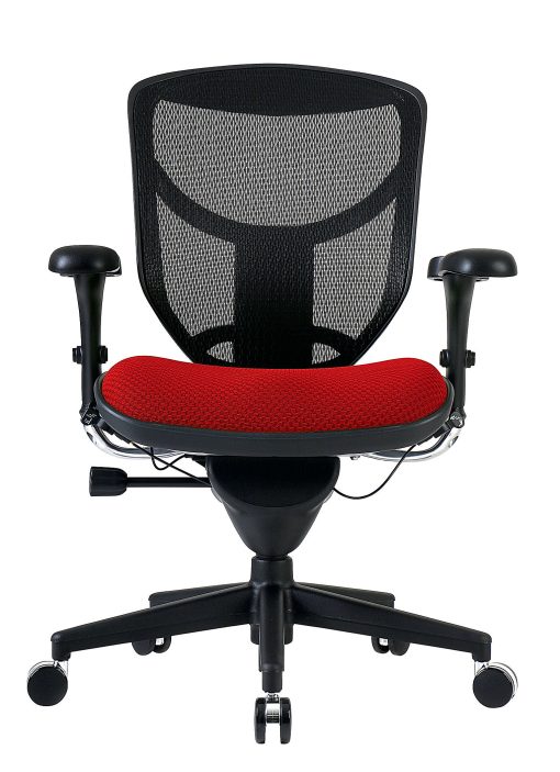 WorkPro® Quantum 9000 Series Ergonomic Mesh/Premium Fabric Mid-Back Chair, Black/Cherry, BIFMA Compliant - Image 2