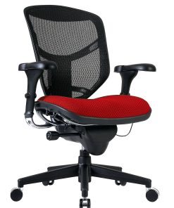 WorkPro® Quantum 9000 Series Ergonomic Mesh/Premium Fabric Mid-Back Chair, Black/Cherry, BIFMA Compliant