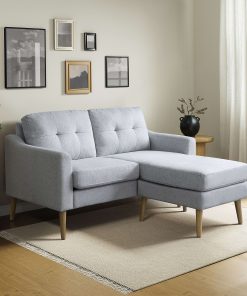 Serta Iona Loveseat And Ottoman Set, 34-1/3”H x 56-1/8”W x 30-1/2”D, Light Gray 2