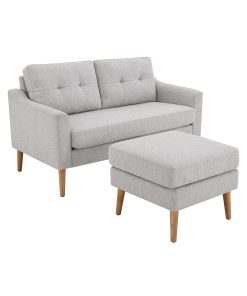 Serta Iona Loveseat And Ottoman Set, 34-1/3”H x 56-1/8”W x 30-1/2”D, Light Gray