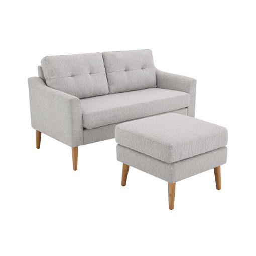 Serta Iona Loveseat And Ottoman Set, 34-1/3”H x 56-1/8”W x 30-1/2”D, Light Gray