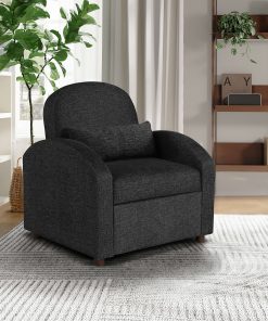 Serta Tulsa Polyester Convertible Guest Chair, Black 2