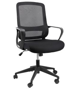 Elama Mesh/Fabric Mid-Back Adjustable Office Task Chair, 40-3/8″H, Black 2