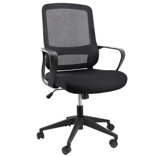Elama Mesh/Fabric Mid-Back Adjustable Office Task Chair, 40-3/8"H, Black - Image 2