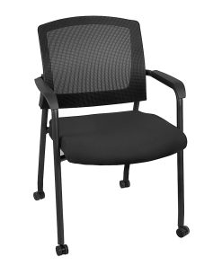 Regency Knight Mesh Stacking Chair, With Casters, Black