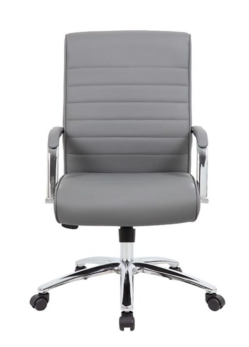 Boss Office Products Modern Vinyl High-Back Conference Executive Office Chair, Ribbed Gray - Image 2