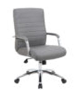 Boss Office Products Modern Vinyl High-Back Conference Executive Office Chair, Ribbed Gray