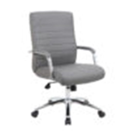 Boss Office Products Modern Vinyl High-Back Conference Executive Office Chair, Ribbed Gray