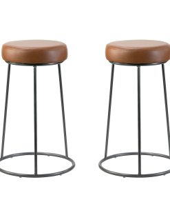 Glamour Home Amie Counter-Height Stools, Brown/Gunmetal Gray, Set Of 2 Stools