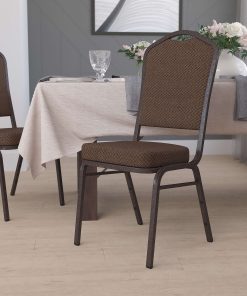 Flash Furniture HERCULES Series Crown Back Stacking Banquet Chair, Brown Patterned/Coppervein