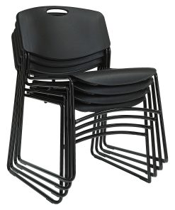 Lorell® Big And Tall Plastic Stacking Chairs, Black, Set Of 4 Chairs 2