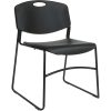 Lorell® Big And Tall Plastic Stacking Chairs, Black, Set Of 4 Chairs