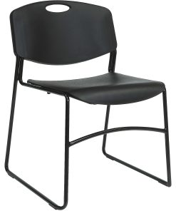 Lorell® Big And Tall Plastic Stacking Chairs, Black, Set Of 4 Chairs
