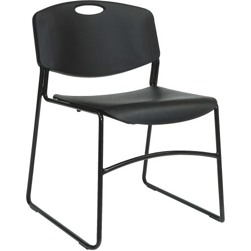 Lorell® Big And Tall Plastic Stacking Chairs, Black, Set Of 4 Chairs