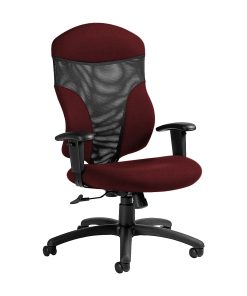 Global® Tye Mesh Tilter Chair, High-Back, 45 1/2″H x 25″W x 26″D, Red Rose/Black 2