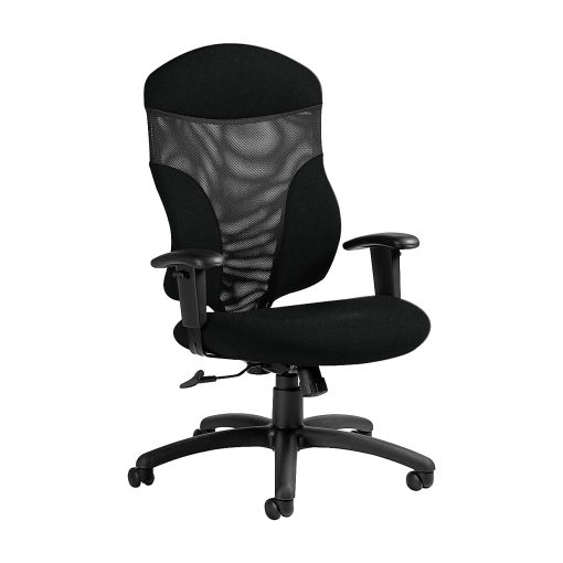 Global® Tye Mesh Tilter Chair, High-Back, 45 1/2"H x 25"W x 26"D, Black Coal/Black - Image 2