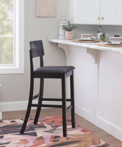 Linon Dayton Faux Leather Bar Stool, Black/Dark Brown 2