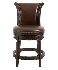 New Ridge Home Goods Chapman Swivel Counter Stool, Distressed Walnut/Dark Brown 2