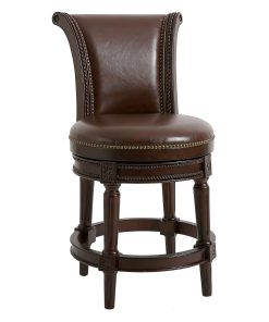 New Ridge Home Goods Chapman Swivel Counter Stool, Distressed Walnut/Dark Brown
