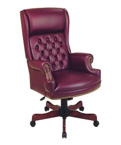 Office Star™ Traditional Ergonomic High-Back Chair With Built-In Headrest, Oxblood Burgundy/Mahogany 2
