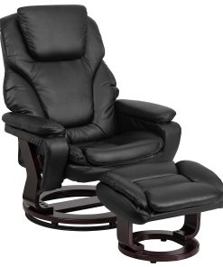Flash Furniture Contemporary Swivel Recliner And Ottoman, Black/Mahogany 2