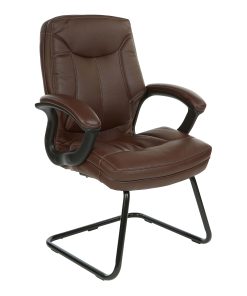 Office Star™ Work Smart Faux Leather Executive Visitor Chair, Chocolate 2